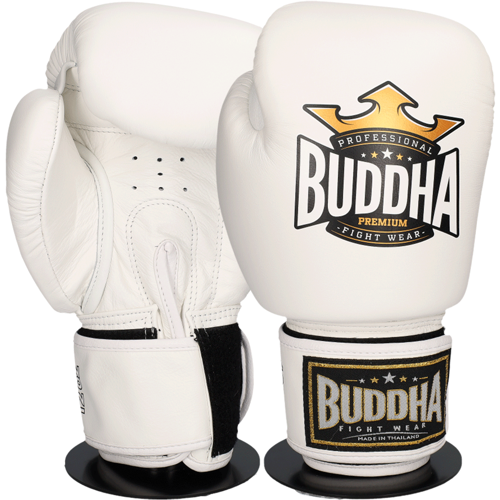 Guantes de Boxeo Muay Thai Kick Boxing Legend Blanco Piel – Buddha