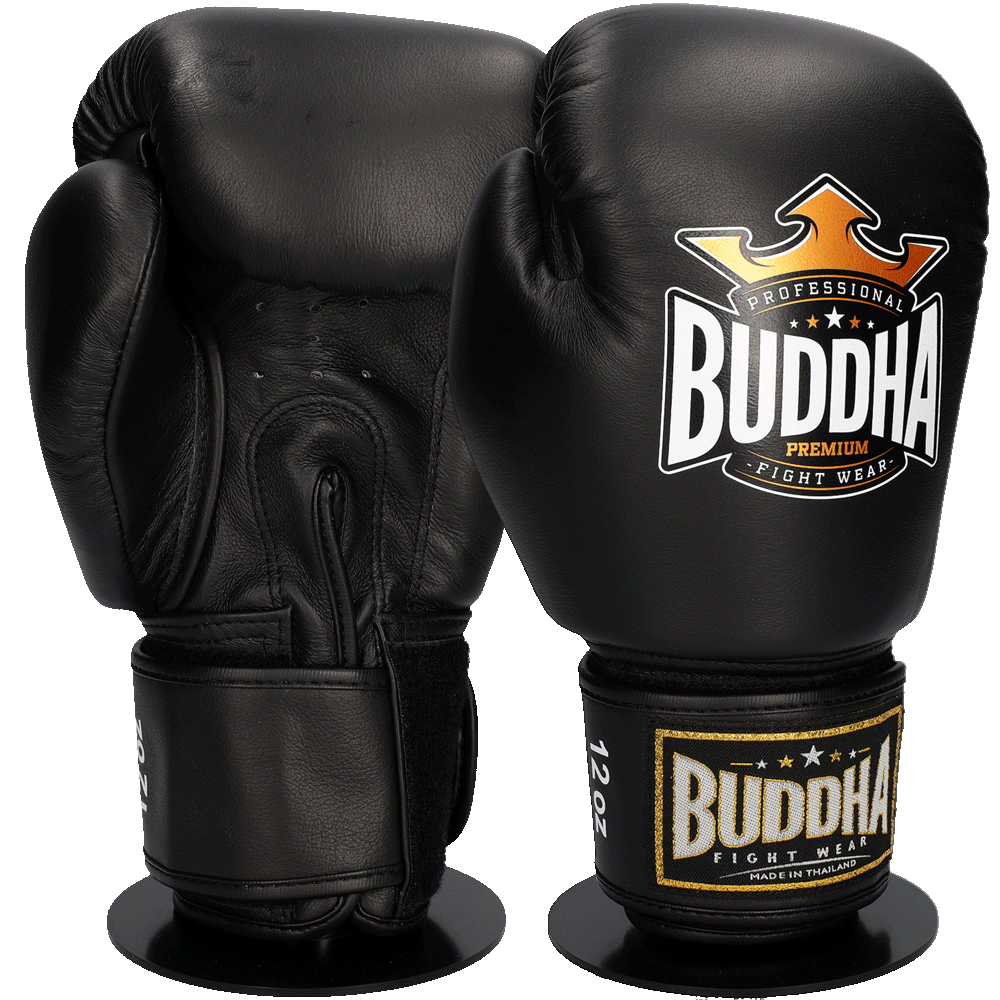 Guantes de Boxeo Muay Thai Kick Boxing Epic Negros Piel – Buddha