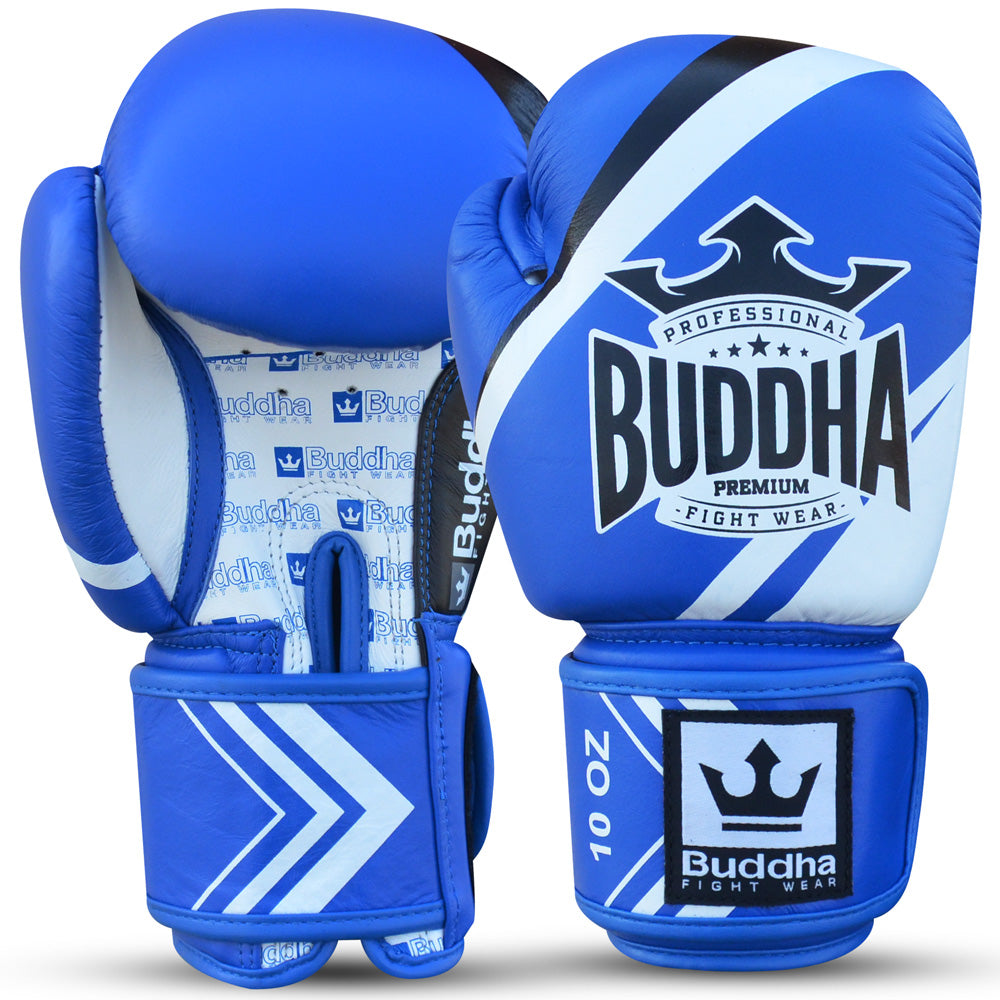 Buddha Espinilleras Muay Thai Kick Boxing Mexican Blanco-Azul