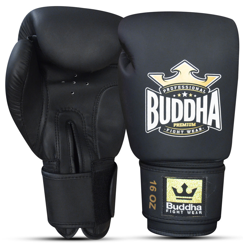 Buddha Espinilleras Muay Thai MMA Kick Boxing Supreme Piel Negro